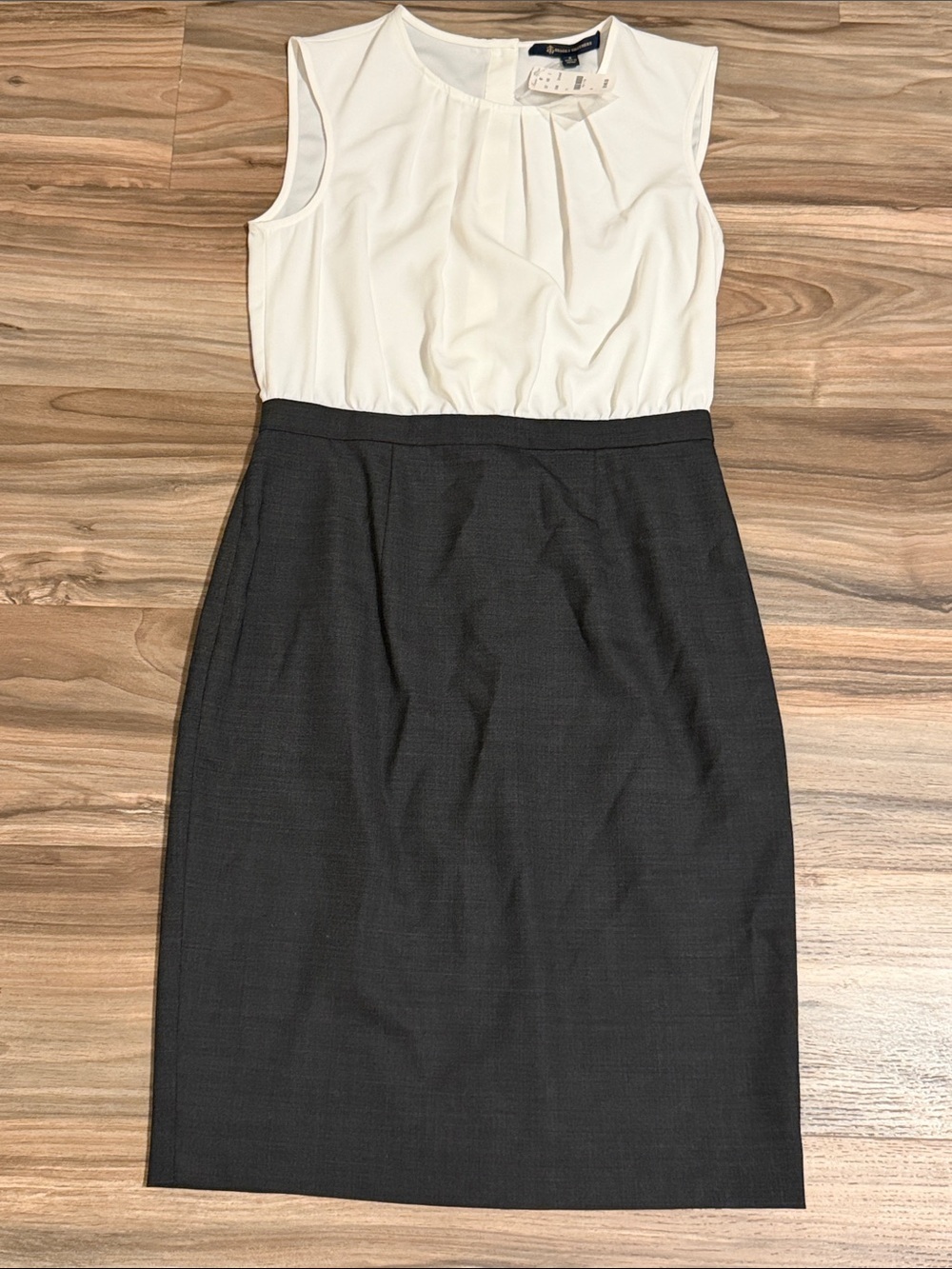Brooks Brothers Sleeveless Wool Blend Sheath Dress Ivory Gray Women’s Sz. 8 NWT
